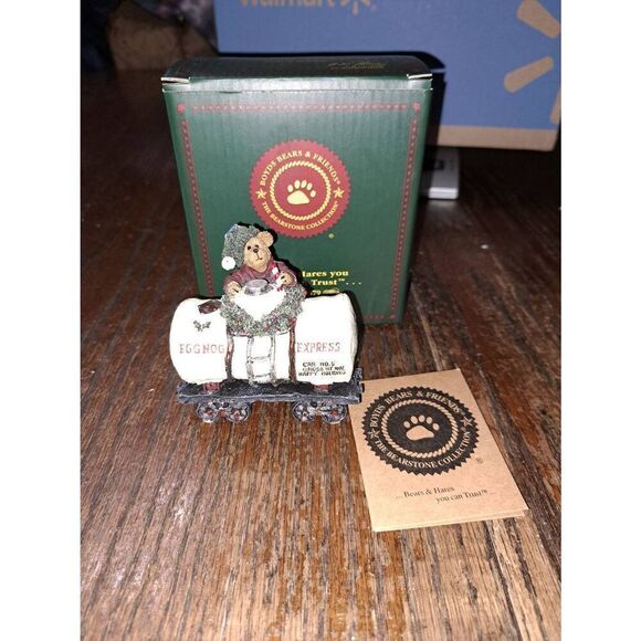 Vintage 2002 Boyds Bears Sippy Longstraw Eggnog Express 2487 Christmas Train - Picture 1 of 7